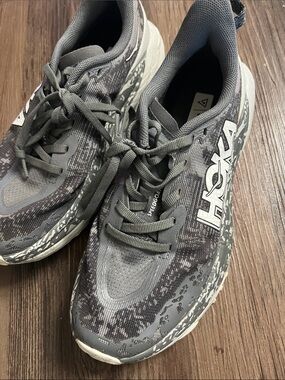 Hoka Gray Camo-Pattern Running Sneakers